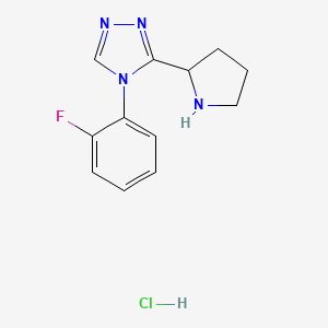 molecular formula C12H14ClFN4 B8219562 4-(2-fluorophenyl)-3-(pyrrolidin-2-yl)-4H-1,2,4-triazole hydrochloride 