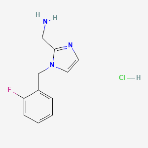 molecular formula C11H13ClFN3 B8219581 1-{1-[(2-fluorophenyl)methyl]-1H-imidazol-2-yl}methanamine hydrochloride 