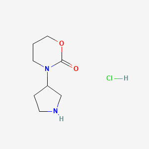 molecular formula C8H15ClN2O2 B8219605 3-(Pyrrolidin-3-yl)-1,3-oxazinan-2-one hydrochloride 