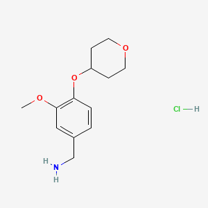 molecular formula C13H20ClNO3 B8219612 1-[3-Methoxy-4-(oxan-4-yloxy)phenyl]methanamine hydrochloride 