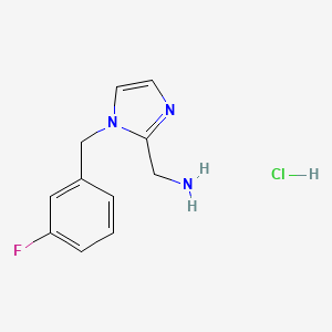 molecular formula C11H13ClFN3 B8219651 1-{1-[(3-fluorophenyl)methyl]-1H-imidazol-2-yl}methanamine hydrochloride 