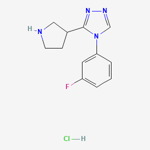 molecular formula C12H14ClFN4 B8219657 4-(3-fluorophenyl)-3-(pyrrolidin-3-yl)-4H-1,2,4-triazole hydrochloride 