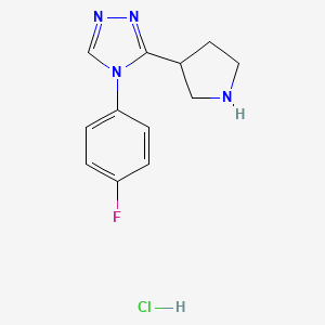 molecular formula C12H14ClFN4 B8219665 4-(4-fluorophenyl)-3-(pyrrolidin-3-yl)-4H-1,2,4-triazole hydrochloride 