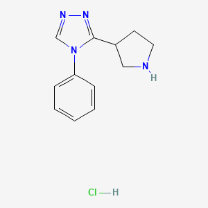 molecular formula C12H15ClN4 B8219673 4-phenyl-3-(pyrrolidin-3-yl)-4H-1,2,4-triazole hydrochloride 