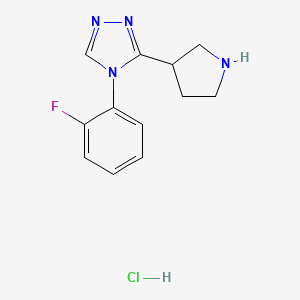 molecular formula C12H14ClFN4 B8219679 4-(2-fluorophenyl)-3-(pyrrolidin-3-yl)-4H-1,2,4-triazole hydrochloride 