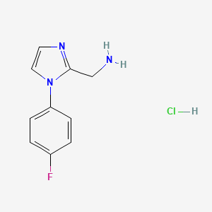 molecular formula C10H11ClFN3 B8219685 1-[1-(4-fluorophenyl)-1H-imidazol-2-yl]methanamine hydrochloride 