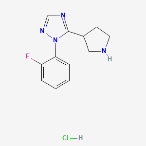 molecular formula C12H14ClFN4 B8219701 1-(2-fluorophenyl)-5-(pyrrolidin-3-yl)-1H-1,2,4-triazole hydrochloride 
