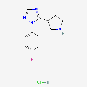 molecular formula C12H14ClFN4 B8219733 1-(4-fluorophenyl)-5-(pyrrolidin-3-yl)-1H-1,2,4-triazole hydrochloride 
