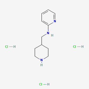 molecular formula C11H20Cl3N3 B8219796 N-[(piperidin-4-yl)methyl]pyridin-2-amine trihydrochloride 
