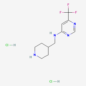 molecular formula C11H17Cl2F3N4 B8219799 N-[(piperidin-4-yl)methyl]-6-(trifluoromethyl)pyrimidin-4-amine dihydrochloride 