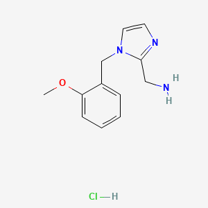 molecular formula C12H16ClN3O B8219970 1-{1-[(2-methoxyphenyl)methyl]-1H-imidazol-2-yl}methanamine hydrochloride 