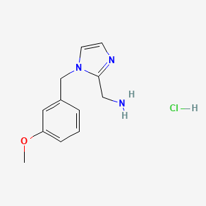 molecular formula C12H16ClN3O B8219975 1-{1-[(3-methoxyphenyl)methyl]-1H-imidazol-2-yl}methanamine hydrochloride 