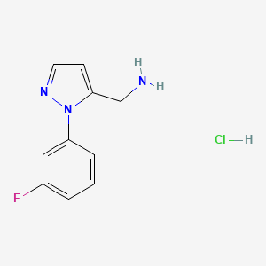 molecular formula C10H11ClFN3 B8219994 1-[1-(3-fluorophenyl)-1H-pyrazol-5-yl]methanamine hydrochloride 