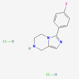 molecular formula C12H14Cl2FN3 B8219998 3-(4-fluorophenyl)-5H,6H,7H,8H-imidazo[1,5-a]pyrazine dihydrochloride 