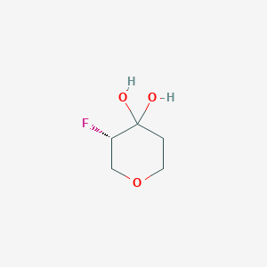 molecular formula C5H9FO3 B8220077 (3S)-3-fluorooxane-4,4-diol 