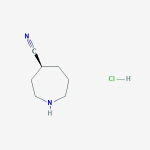 molecular formula C7H13ClN2 B8220172 (4S)-azepane-4-carbonitrile;hydrochloride 
