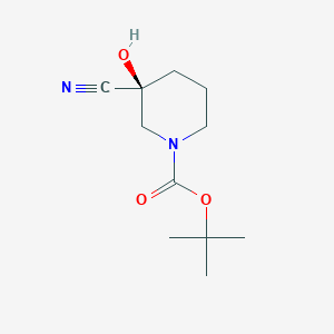 molecular formula C11H18N2O3 B8220184 tert-butyl (3S)-3-cyano-3-hydroxypiperidine-1-carboxylate 