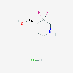 molecular formula C6H12ClF2NO B8220190 [(4R)-3,3-difluoropiperidin-4-yl]methanol;hydrochloride 