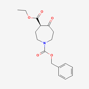 molecular formula C17H21NO5 B8220199 1-O-benzyl 4-O-ethyl (4R)-5-oxoazepane-1,4-dicarboxylate 