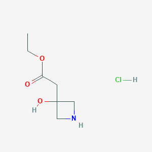 molecular formula C7H14ClNO3 B8220202 Ethyl 2-(3-hydroxyazetidin-3-yl)acetate;hydrochloride 