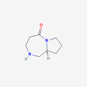 molecular formula C8H14N2O B8220256 (9aS)-1,2,3,4,7,8,9,9a-octahydropyrrolo[1,2-a][1,4]diazepin-5-one 