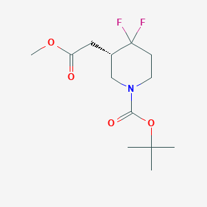 molecular formula C13H21F2NO4 B8220299 tert-butyl (3S)-4,4-difluoro-3-(2-methoxy-2-oxoethyl)piperidine-1-carboxylate 