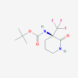 molecular formula C11H17F3N2O3 B8220305 tert-butyl N-[(3R)-2-oxo-3-(trifluoromethyl)piperidin-3-yl]carbamate 