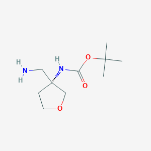 molecular formula C10H20N2O3 B8220315 tert-ButylN-[(3R)-3-(aminomethyl)oxolan-3-yl]carbamate 