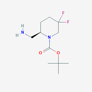 molecular formula C11H20F2N2O2 B8220332 tert-butyl (2R)-2-(aminomethyl)-5,5-difluoropiperidine-1-carboxylate 