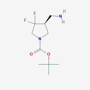 molecular formula C10H18F2N2O2 B8220344 tert-Butyl (S)-4-(aminomethyl)-3,3-difluoropyrrolidine-1-carboxylate 