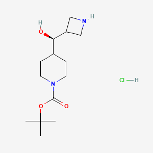 molecular formula C14H27ClN2O3 B8220428 tert-butyl 4-[(R)-azetidin-3-yl(hydroxy)methyl]piperidine-1-carboxylate;hydrochloride 