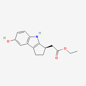 molecular formula C15H17NO3 B8220459 ethyl 2-[(3R)-7-hydroxy-1,2,3,4-tetrahydrocyclopenta[b]indol-3-yl]acetate 