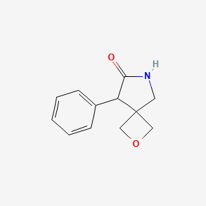 molecular formula C12H13NO2 B8220546 5-Phenyl-2-oxa-7-azaspiro[3.4]octan-6-one 