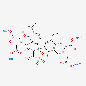 Tetrasodium;2-[[5-[3-[2-[[bis(carboxylatomethyl)amino]methyl]-3-hydroxy-4-propan-2-ylphenyl]-1,1-dioxo-2,1lambda6-benzoxathiol-3-yl]-2-hydroxy-6-methyl-3-propan-2-ylphenyl]methyl-(carboxylatomethyl)amino]acetate
