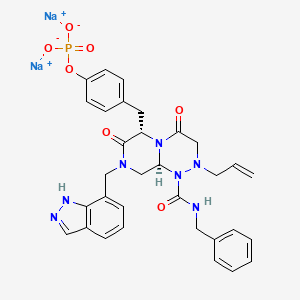 disodium;[4-[[(6S,9aS)-1-(benzylcarbamoyl)-8-(1H-indazol-7-ylmethyl)-4,7-dioxo-2-prop-2-enyl-3,6,9,9a-tetrahydropyrazino[2,1-c][1,2,4]triazin-6-yl]methyl]phenyl] phosphate