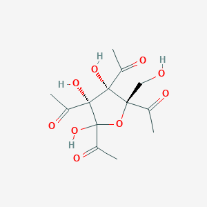 molecular formula C13H18O9 B8221054 1-[(2R,3S,4S)-3,4,5-triacetyl-3,4,5-trihydroxy-2-(hydroxymethyl)oxolan-2-yl]ethanone 
