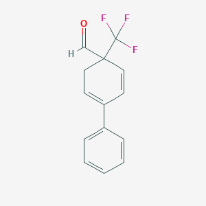 molecular formula C14H11F3O B8221059 4-Phenyl-1-(trifluoromethyl)cyclohexa-2,4-diene-1-carbaldehyde 