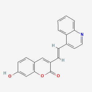 molecular formula C20H13NO3 B8221158 (E)-7-Hydroxy-3-(2-(quinolin-4-YL)vinyl)-2H-chromen-2-one 