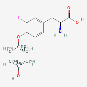 molecular formula C15H14INO4 B8221183 (2S)-2-amino-3-[4-(4-hydroxy(1,2,3,4,5,6-13C6)cyclohexa-1,3,5-trien-1-yl)oxy-3-iodophenyl]propanoic acid 