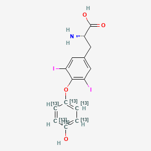 molecular formula C15H13I2NO4 B8221185 (2S)-2-amino-3-[4-(4-hydroxy(1,2,3,4,5,6-13C6)cyclohexa-1,3,5-trien-1-yl)oxy-3,5-diiodophenyl]propanoic acid 