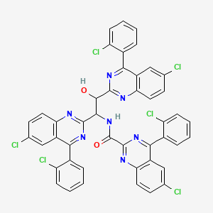 molecular formula C45H25Cl6N7O2 B8221210 N-[1,2-bis[6-chloro-4-(2-chlorophenyl)quinazolin-2-yl]-2-hydroxyethyl]-6-chloro-4-(2-chlorophenyl)quinazoline-2-carboxamide 