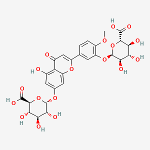 molecular formula C28H28O18 B8221222 山奈酚 3',7-二葡萄糖醛酸苷 
