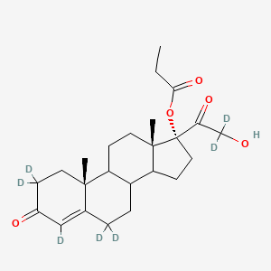 molecular formula C24H34O5 B8221239 [(10R,13S,17R)-2,2,4,6,6-pentadeuterio-17-(2,2-dideuterio-2-hydroxyacetyl)-10,13-dimethyl-3-oxo-7,8,9,11,12,14,15,16-octahydro-1H-cyclopenta[a]phenanthren-17-yl] propanoate 
