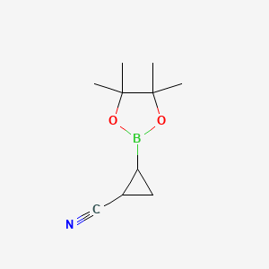 molecular formula C10H16BNO2 B8221269 2-(4,4,5,5-Tetramethyl-1,3,2-dioxaborolan-2-YL)cyclopropane-1-carbonitrile 