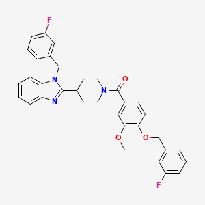 molecular formula C34H31F2N3O3 B8221344 (4-(1-(3-Fluorobenzyl)-1H-benzo[d]imidazol-2-yl)piperidin-1-yl)(4-((3-fluorobenzyl)oxy)-3-methoxyphenyl)methanone 