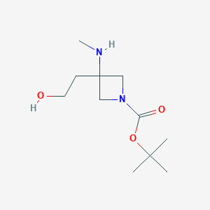 molecular formula C11H22N2O3 B8221442 Tert-butyl 3-(2-hydroxyethyl)-3-(methylamino)azetidine-1-carboxylate 