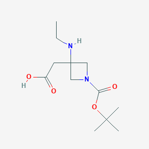 molecular formula C12H22N2O4 B8221471 2-{1-[(Tert-butoxy)carbonyl]-3-(ethylamino)azetidin-3-yl}acetic acid 
