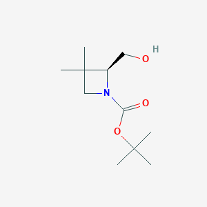 molecular formula C11H21NO3 B8221584 tert-butyl (2S)-2-(hydroxymethyl)-3,3-dimethylazetidine-1-carboxylate 