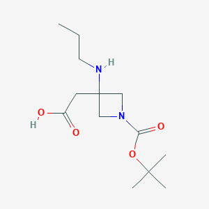 molecular formula C13H24N2O4 B8221662 2-{1-[(Tert-butoxy)carbonyl]-3-(propylamino)azetidin-3-yl}acetic acid 