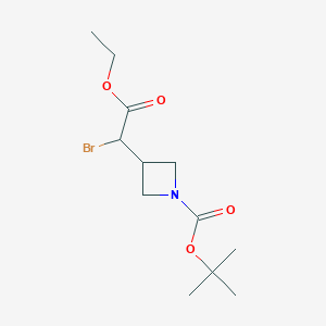 molecular formula C12H20BrNO4 B8221702 Tert-butyl 3-(1-bromo-2-ethoxy-2-oxoethyl)azetidine-1-carboxylate CAS No. 2227206-31-5